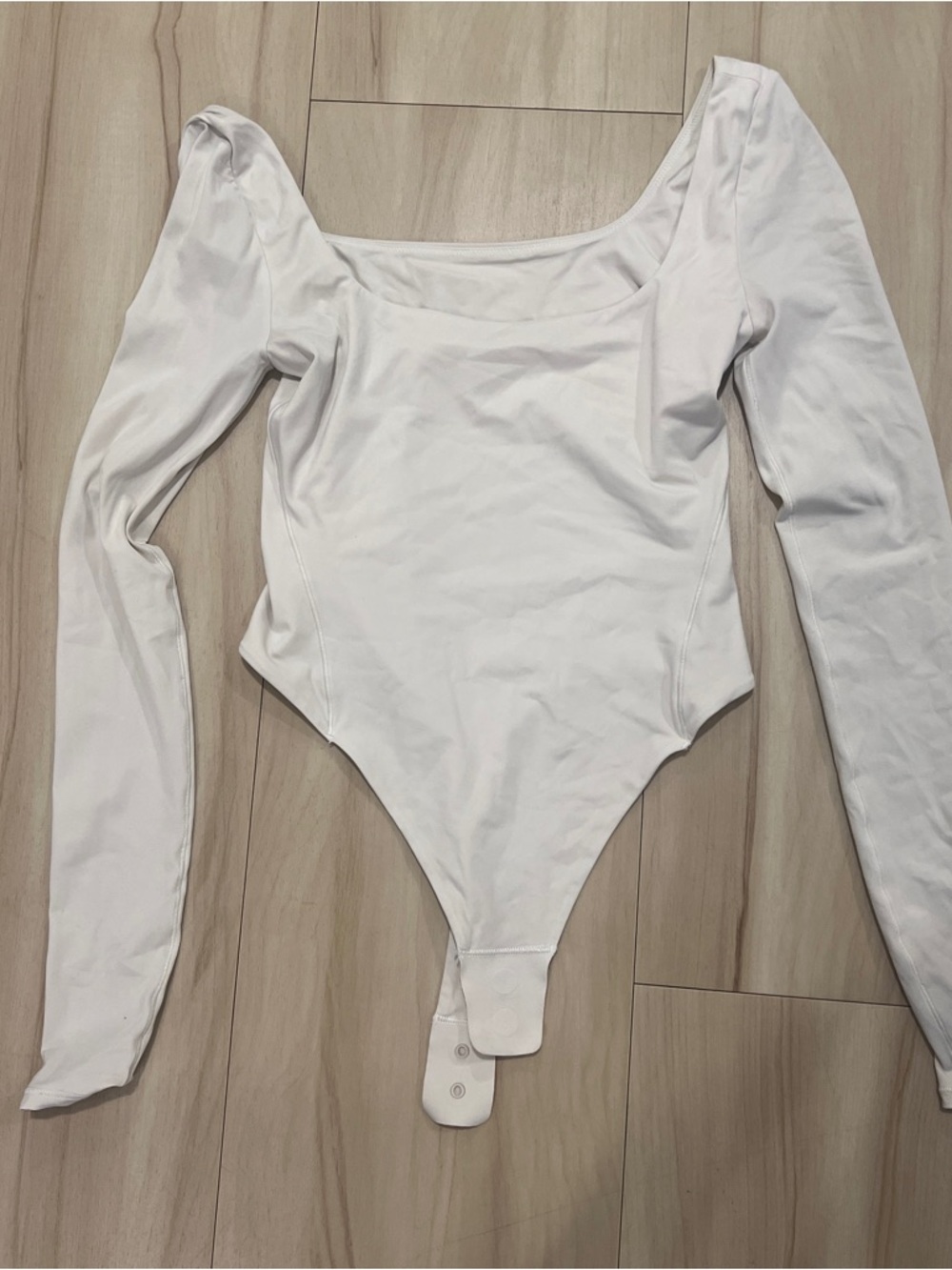 Lululemon Long-Sleeve White Scoop Neck Bodysuit